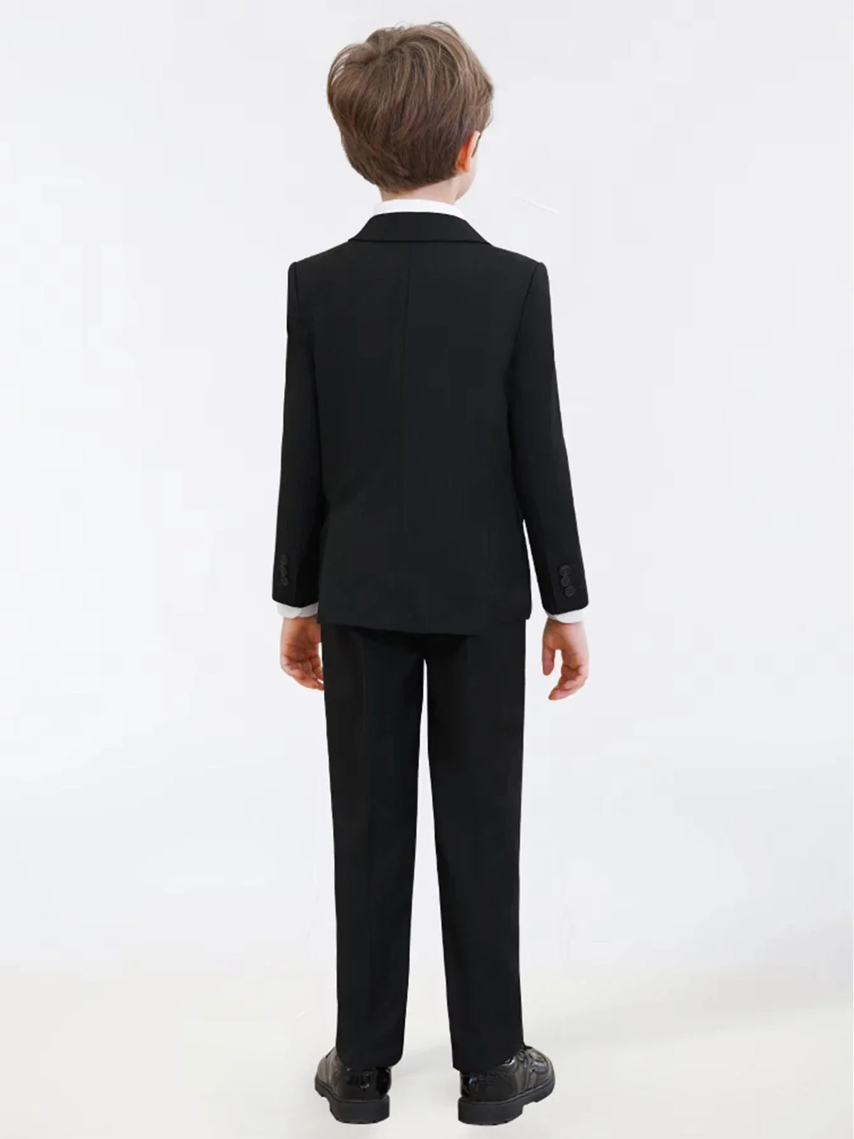 Kids Suit Set Notched Lapel Boys Formal 4-Piece Black Navy for Communion Wedding