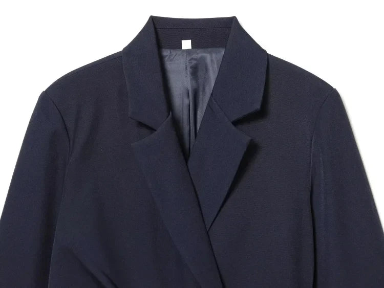 Women Asymmetric Buckle Blazer Elegant Wrap Suit Jacket Slim Waist Tailored Office Lady Workwear Fashion Blazer Coat