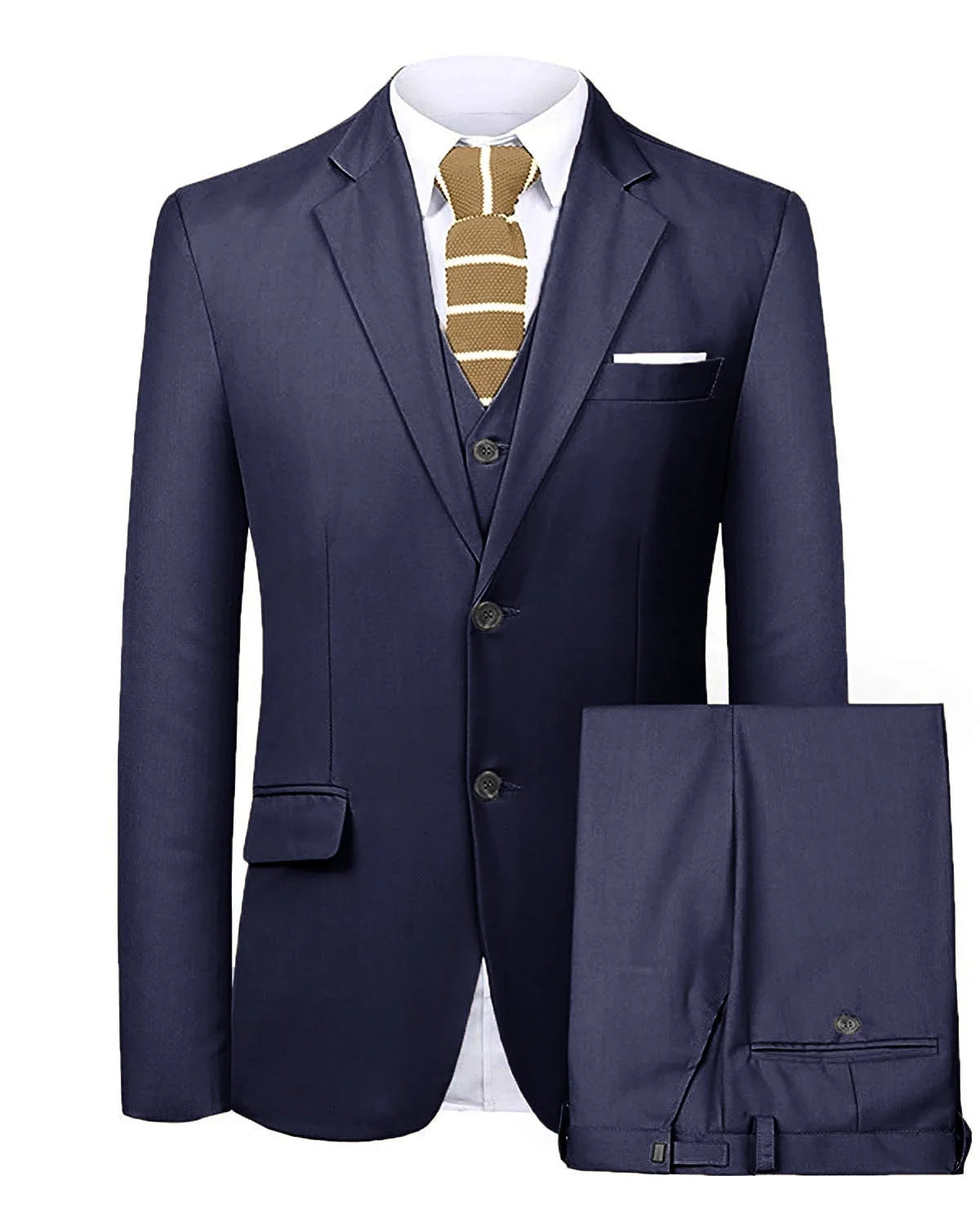 Men's 3 Pieces Suit Two Buttons Notch Lapel Jacket Waistcoat and Trousers Dinner Wedding Tuxedos Slim Fit Formal Business Suits