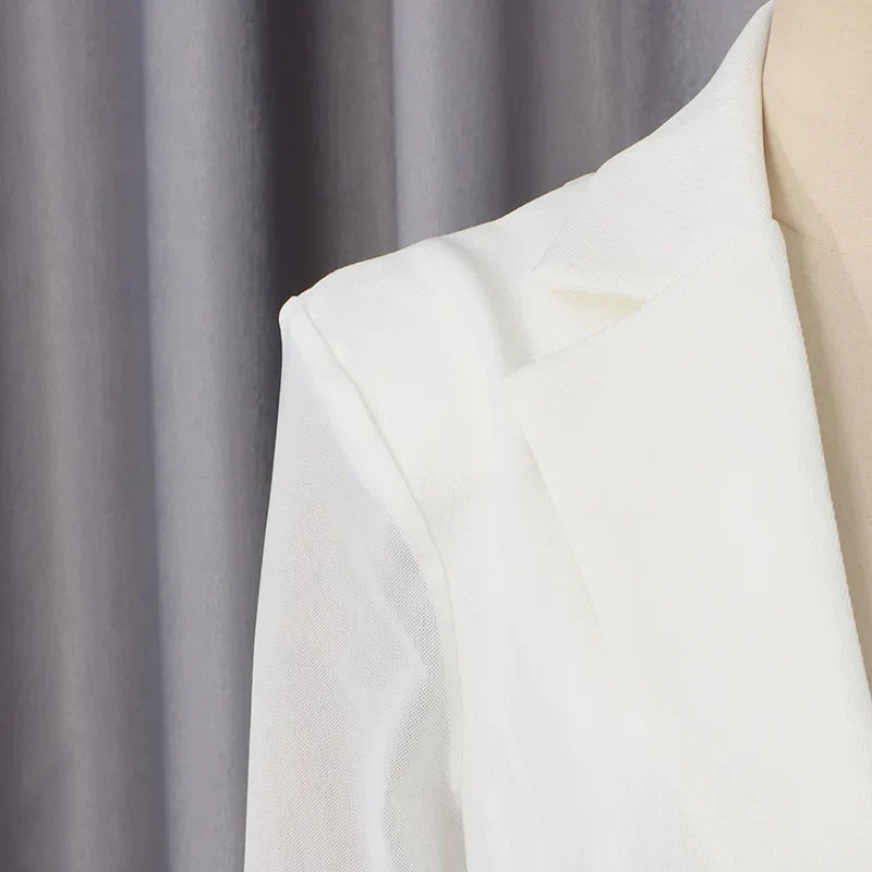 Women Blazer Sexy Hollow Out Backless Waist Cinching Slim Fit Solid Color Urban High-end Trend Jacket Spring Autumn HK21909