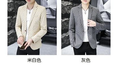 Korean Letter Print Men Blazers Brand 2024 Spring Casual Business Suit Jackets Slim Fit Street Wear Social Jacket Men Clothing
