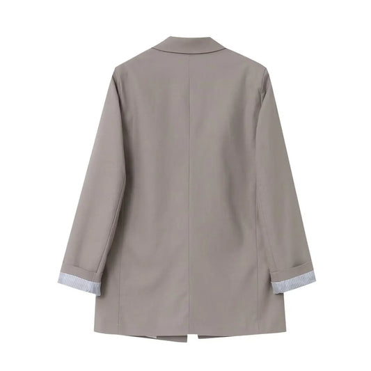 Women's  Minimalist Oversized Linen Blazer High Quality Long Sleeve Outerwear Jackets Casual Office Wear Spring 2026
