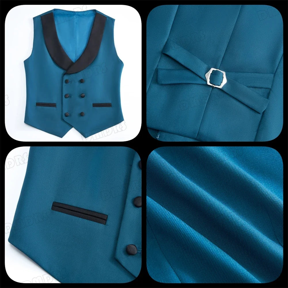 Boys 3-Piece Formal Suit Teal Single Button Kids Wedding Suit