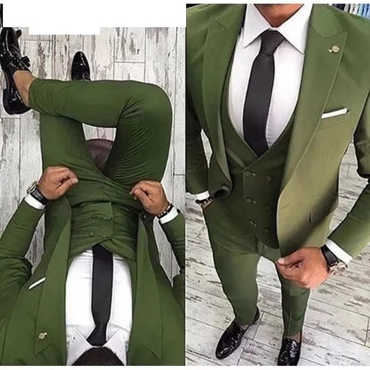 3 Pieces Jacket + Vest + Pant  Men Suits Prom Tuxedo Slim Fit Groom Wedding Suits For Men Custom Blazer