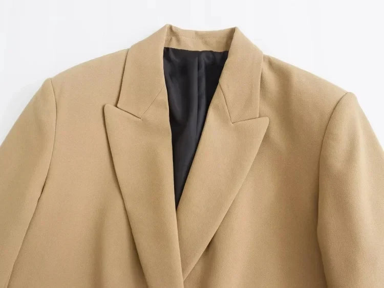 Women Double Breasted Blazer Elegant Office Lady Suit Jacket Oversized Casual Long Sleeve Blazer Spring Autumn Outerwear