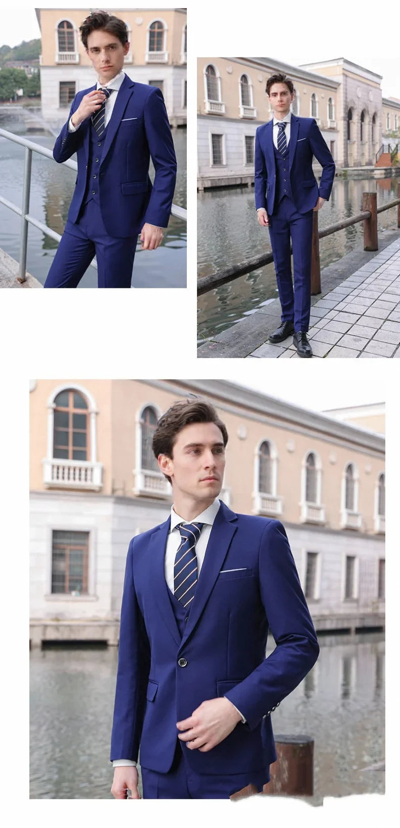 Men's Three-Piece Suit Set – Slim Fit Wedding & Formal Wear – Smart Casual Style