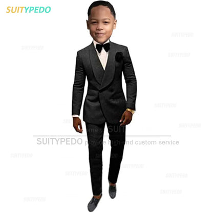 Suit For Kids Boys Baptism Formal Costume Children Birthday Photography Jacket Pants 2 Pieces Wedding Party Flower Boy Tuxedo