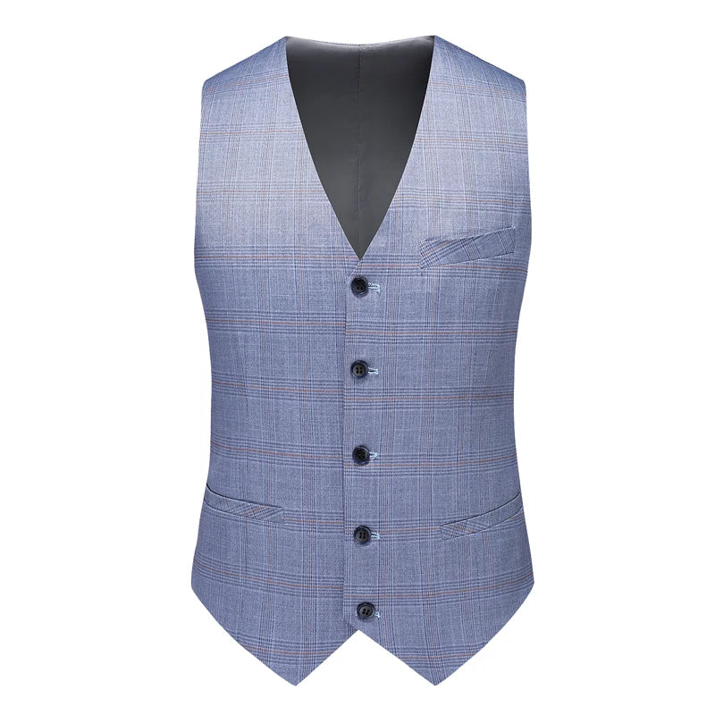 High-end Wedding Suit Autumn (Suit + Vest + Trousers) Men's Fashion All Match Handsome Trend Slim Dress Striped Three-piece Set