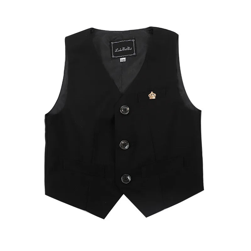 Boys Girls Summer 3Pieces School Uniform With Vest Shorts/Skirt Tie Children's Piano Host Speech Chorus Performance Costume