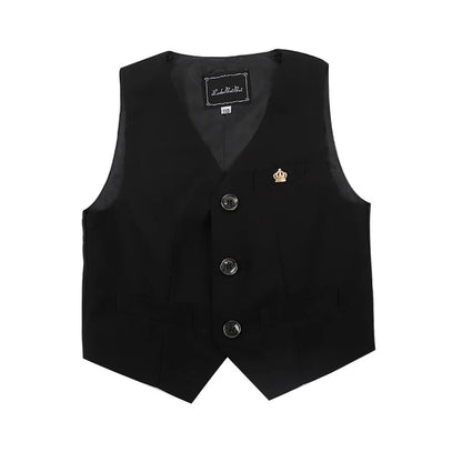 Boys Girls Summer 3Pieces School Uniform With Vest Shorts/Skirt Tie Children's Piano Host Speech Chorus Performance Costume
