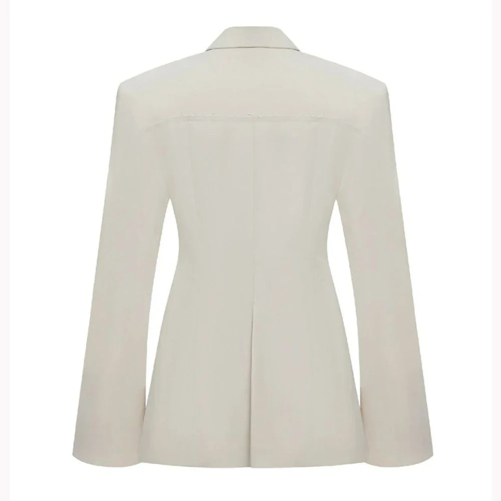 Beige Women Suits Customized Fitted Single-grain Buckle Two Pieces(Jacket+Trousers) Ladies Formal Business Wedding Set