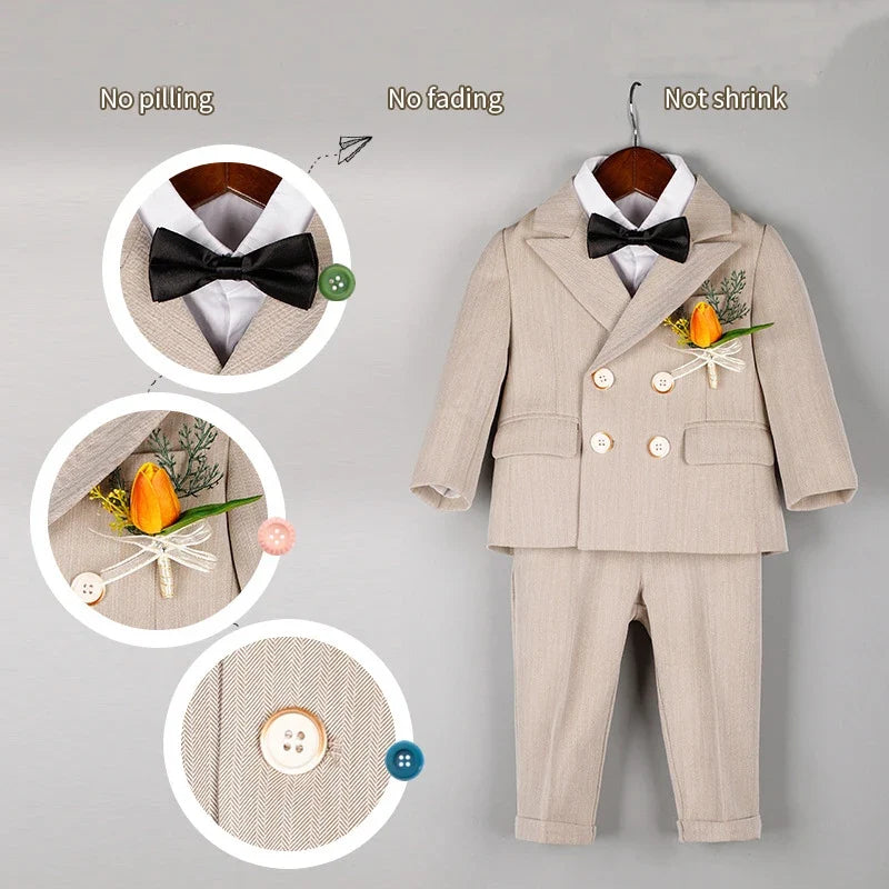 Baby Boys 1 Year Birthday Set Kids Wedding Suit Child Jacket Vest Pants Photograph Suit Children Wedding Performance Party Dress