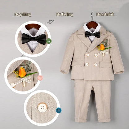 Baby Boys 1 Year Birthday Set Kids Wedding Suit Child Jacket Vest Pants Photograph Suit Children Wedding Performance Party Dress