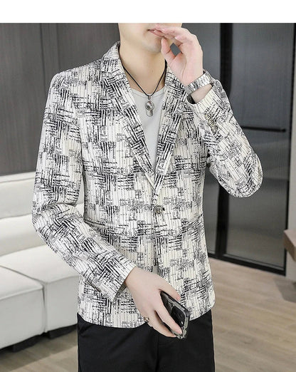 Men's Blazer Fashionable Casual Business Gentleman Outdoor Trendy Checkered Banquet Versatile and Slimming Korean Version Blazer