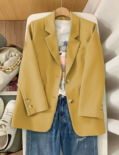 Women's Long Sleeved Blazer Casual Loose Top Versatile Korean Fashion Office Coat Spring Autumn New