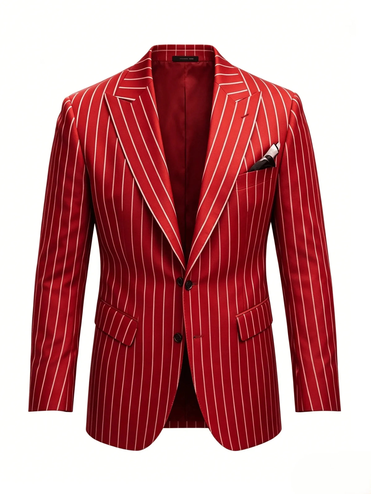 Men's Luxury Red Vertical Stripe Suit Jacket, Vintage Slim Fit Pinstripe Tuxedo Blazer, High-End Avant-Garde Formal Wedding Groo