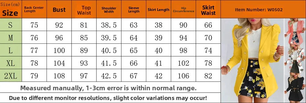 Fashionable Casual Print Long Sleeve Women's Suiting Skirt Ensemble Autumn Commute Wear Polyester Fabric Unisex O2O Sales