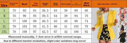 Fashionable Casual Print Long Sleeve Women's Suiting Skirt Ensemble Autumn Commute Wear Polyester Fabric Unisex O2O Sales