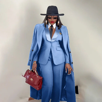 Modern Women's Suit New 3 Piece Pants Sets Blazer+Trousers+Overcoat Office Commute Elegant Style Banquet Dinner Formal Wear