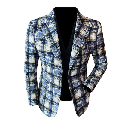 British Style Luxury Plaid Suit Jacket 2025 Autumn New Men High-end Business Slim Blazers Groom Wedding Social Party Dress Coats