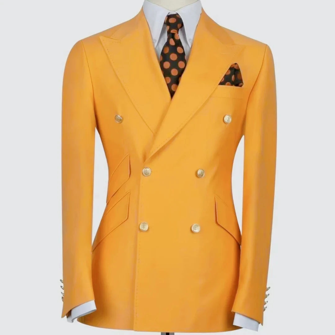 Solid Suit Blazer For Men Groom's Wedding 1 Pieces Slim Fit Jacket Coat Peak Lapel Luxury Men Suit Jacket Tuxedo Gold Buttons