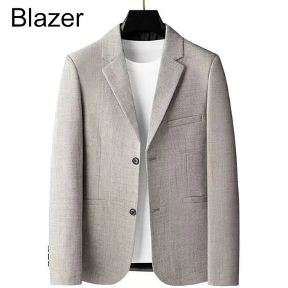 KIDWHXR Man Suit Coat Korean Solid Color Single-breasted Male Blazer Slim Long Sleeve Breathable Business Casual Men Outerwear