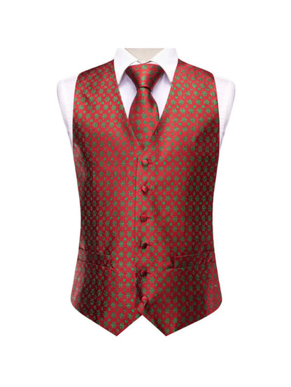 Men's Vest 3-Piece Set Christmas Print for Holiday Parties