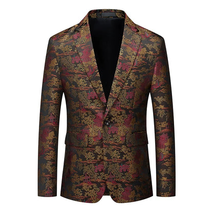 Men's Jacquard Blazer Slim Fit Single Breasted Smart Casual & Formal Wedding Jacket
