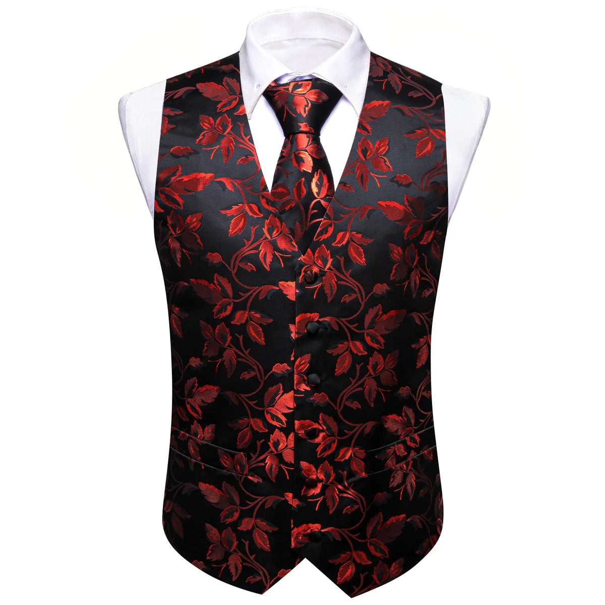 Men's Vest Single-Breasted Formal Waistcoat Floral V-Neck Fit for Wedding Business Party