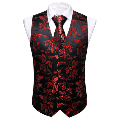 Men's Vest Single-Breasted Formal Waistcoat Floral V-Neck Fit for Wedding Business Party