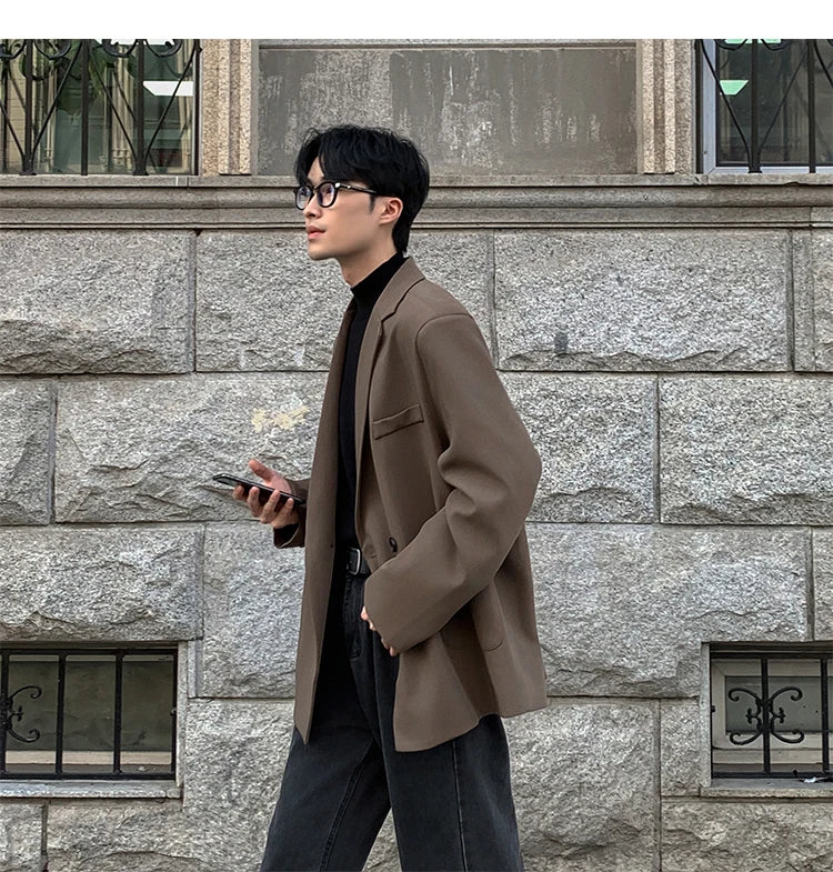 Blazers Men Casual Loose Suit Jackets Male Korean Leisure Daily Streetwear All-match Simple Suit-tops  blazer mascullino