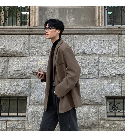 Blazers Men Casual Loose Suit Jackets Male Korean Leisure Daily Streetwear All-match Simple Suit-tops  blazer mascullino