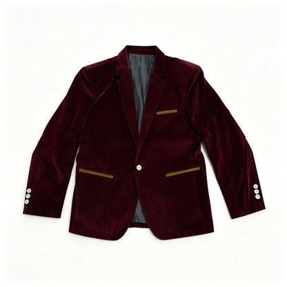 Luxury Men Velvet Blazer Jacket Slim Fit Two Button Lapel Casual Sport Coat Elegant Wedding Dinner Party Outerwear