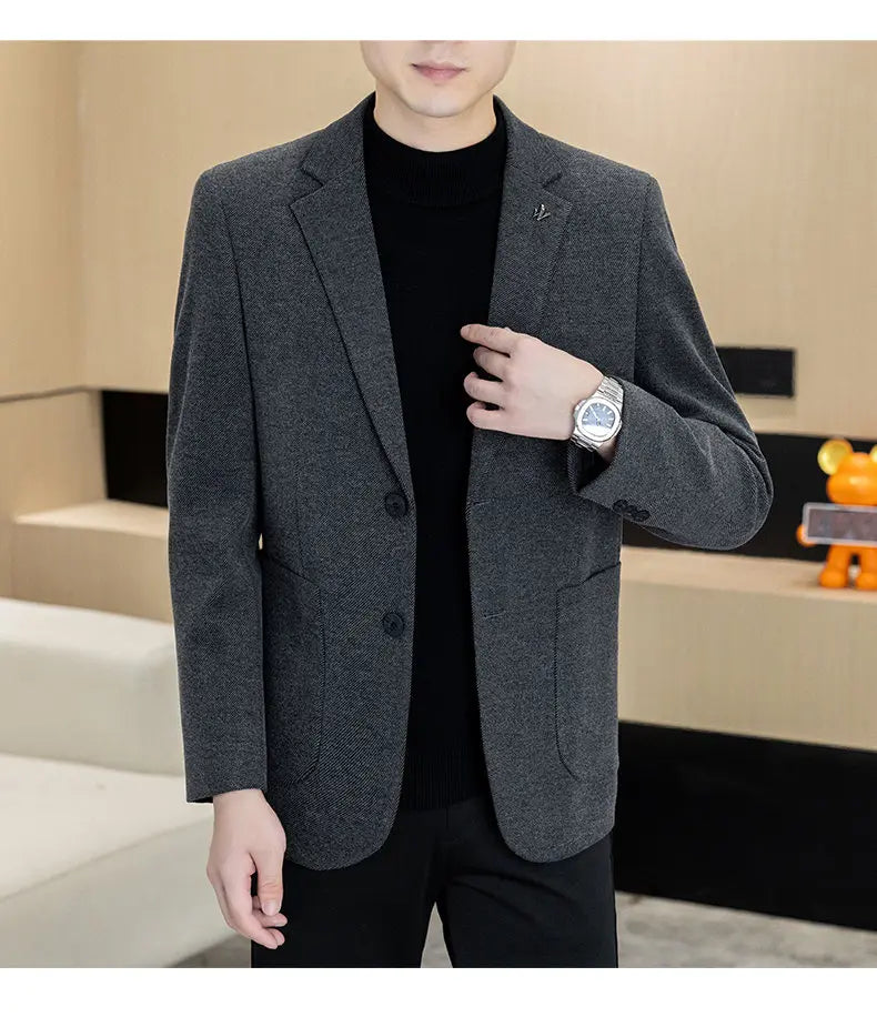 Men's Plus Size Single Breasted Casual Business Blazer – Autumn Winter