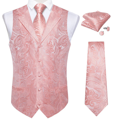 Men's Paisley Suit Vest & Tie Set – Formal Waistcoat with Necktie Pocket Square, Perfect for Weddings and Business Events