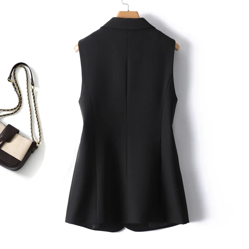 Simple one-button blazer-style vest for women spring and autumn style suitable for workplace and business commuting