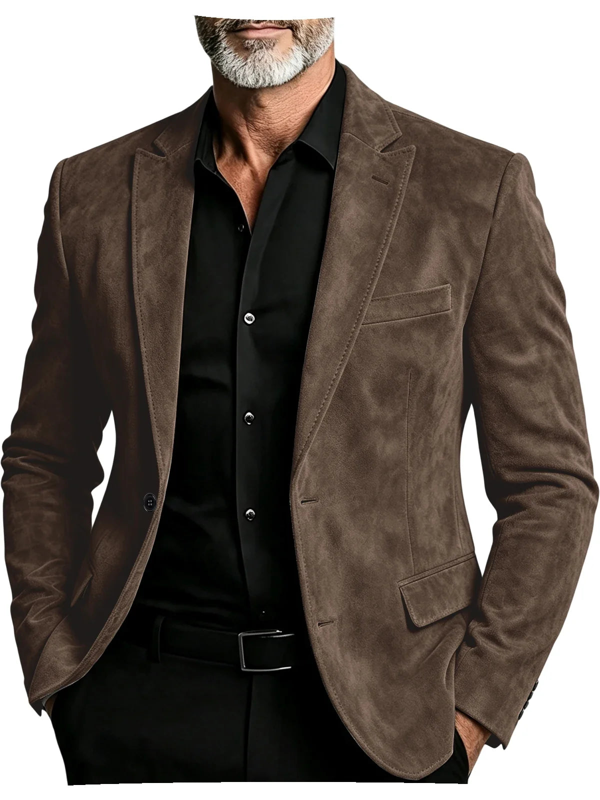 Luxury Men's Suede Blazer Notched Lapel Casual Business Sport Coat Slim Fit Gentleman Formal Wedding Office Suit Jacket Autumn