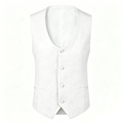 Men's Formal Vest – Floral Pattern Single Breasted V-Neck Waistcoat for Weddings & Events