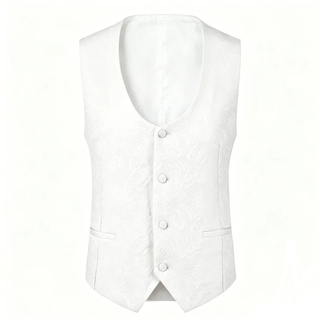 Men's Formal Vest – Floral Pattern Single Breasted V-Neck Waistcoat for Weddings & Events
