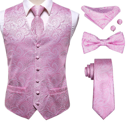 Men's Suit Vest Set – Broadcloth Waistcoat with Tie, Bowtie, Hanky & Cufflinks for Weddings & Office