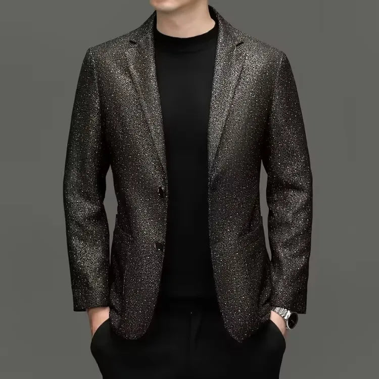 Sheepskin Leather Blazer for Men — Slim Fit Suit Jacket for Smart Casual & Spring Wear
