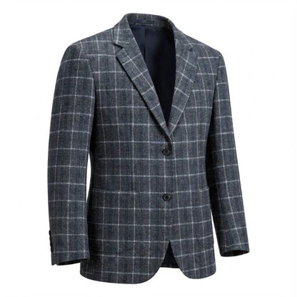 Mens Plaid Wool Blend Blazer Slim Fit Business Formal Suit Jacket Versatile Check Pattern Outerwear