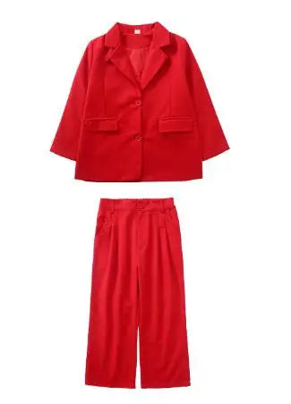 Hip Hop Boys Solid Suit Jacket Outfits Girls Loose Blazer Street Dance Pants Clothes Sets Children Streetwear Kids Jazz Costumes