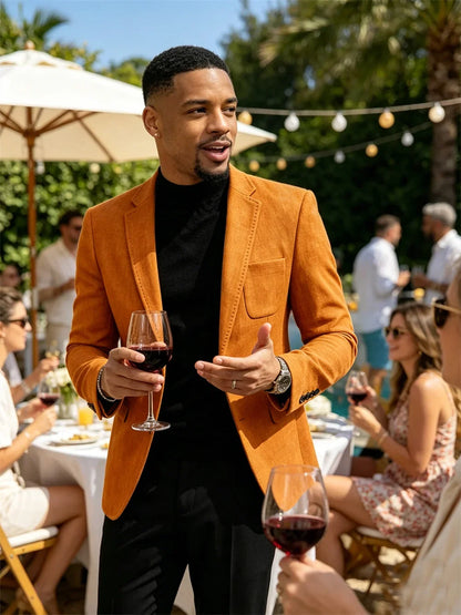 Mens Blazer Linen Blend Notched Lapel 1 Button Slim Fit Stitched Edge Patch Pockets Business Casual Daily Soft Breathable Jacket