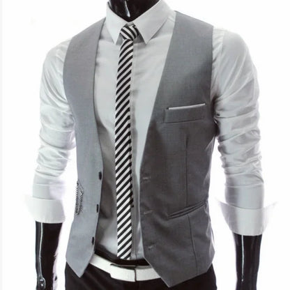 Slim Fit Men's Suit Vest Single Breasted for Business and Smart Casual – Black, Grey, Navy and Burgundy