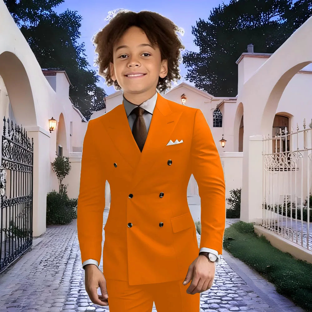 Fashion Light Grey Boy Suit Wedding Tuxedo Double Breasted Formal Child Jacket 2 Piece Blazer Pants costume enfant garçon