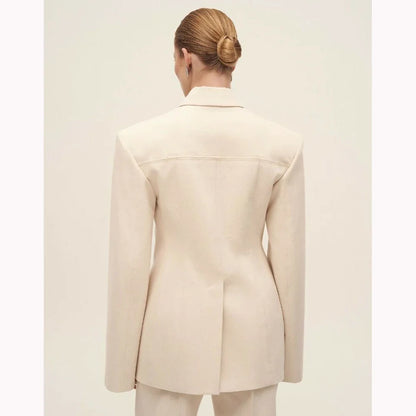 Beige Women Suits Customized Fitted Single-grain Buckle Two Pieces(Jacket+Trousers) Ladies Formal Business Wedding Set