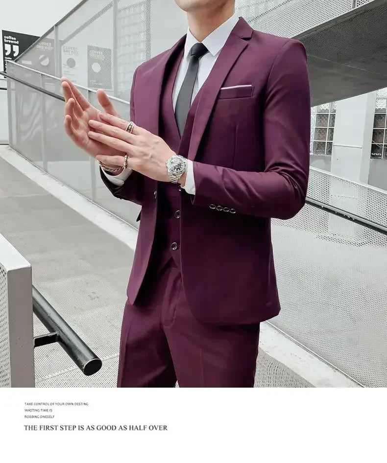 Costume blanc trois pièces pour homme, anti-plis, infroissable, anti-adhérence des poils, costume de travail formel d'affaires, vêtements de travail quatre saisons Dr