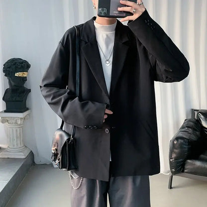 Men's Spring Korean Style Retro Blazer Ins Trendy Hong Kong Style Cool Jacket Viral Vintage Casual Suit Outerwear New