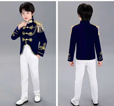 Children Halloween Cosplay Jacket Pants/Skirt 2pcs Set Boys Prince School Stage Performance Costumes Girls Party Dress